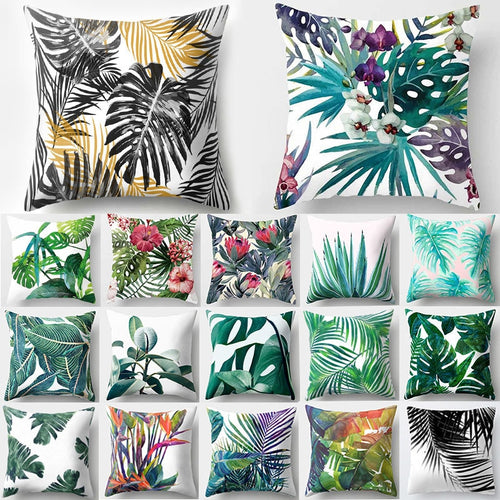 Tropical Leaf Cactus Cushion Cover