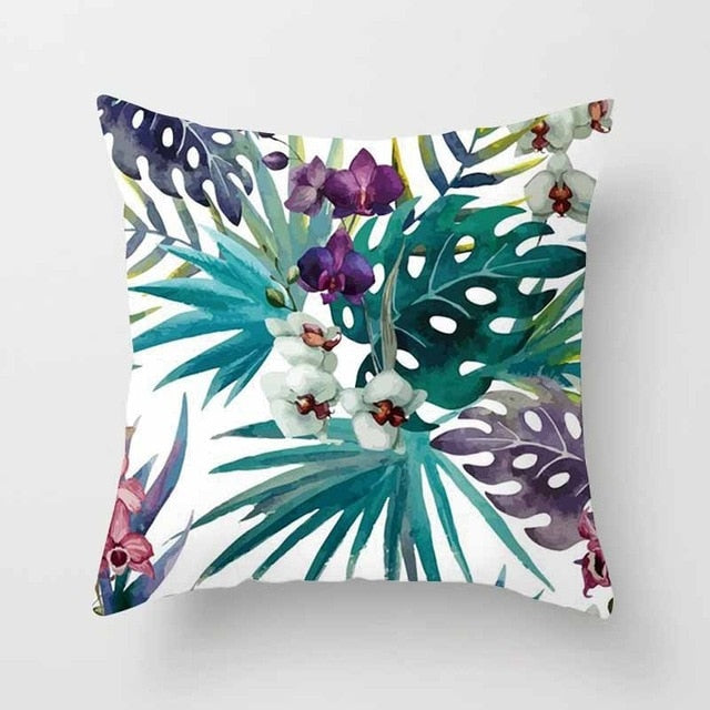 Tropical Leaf Cactus Cushion Cover