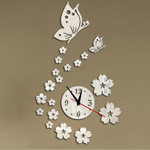 Floral Butterfly Wall Clock