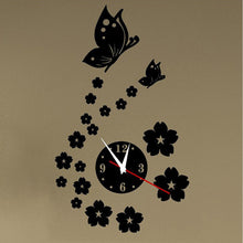 Load image into Gallery viewer, Floral Butterfly Wall Clock