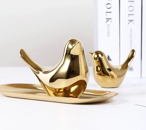 Creative Gold Ceramic Golden Bird Figurines