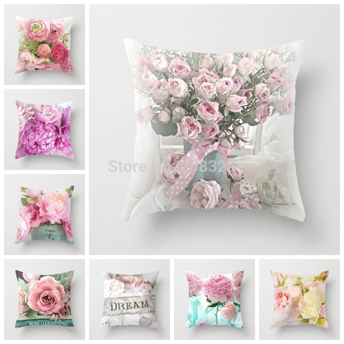 Rose Flower Throw Pillow Cover