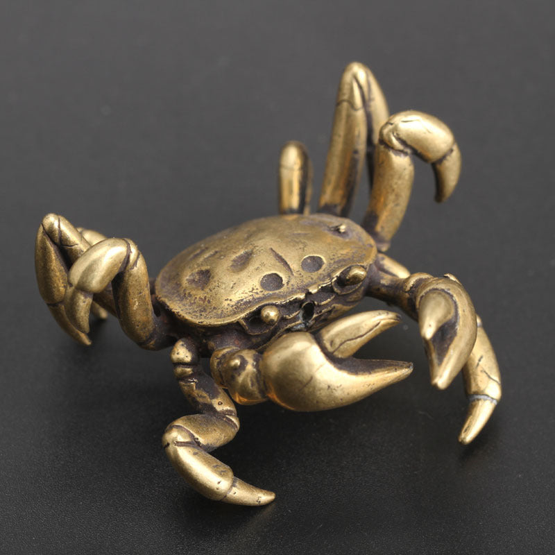 Vintage Brass Crab Animal Statue